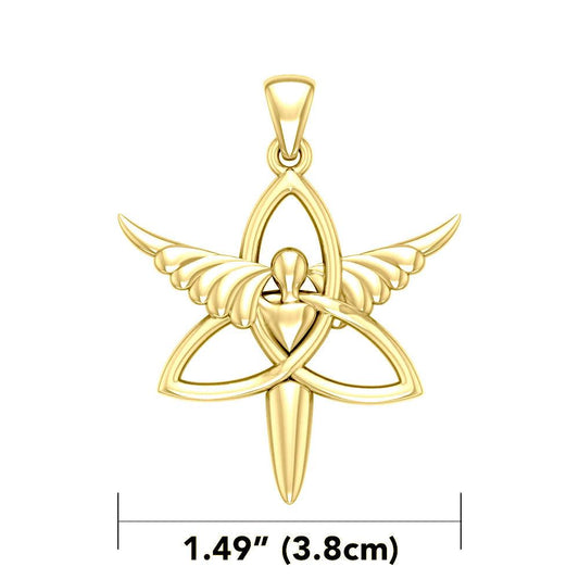 Angel Trinity Knot Sterling Solid Gold Pendant GPD3268 - Jewelry