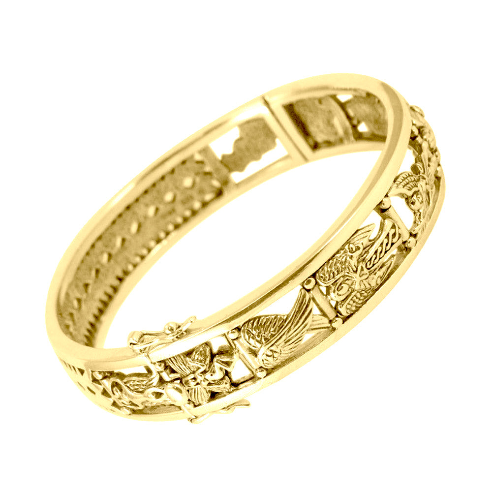 Seven Archangels Solid Yellow Gold Bangle GBA154