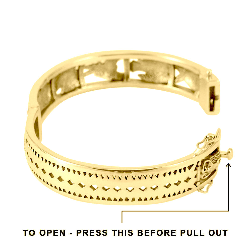 Seven Archangels Solid Yellow Gold Bangle GBA154