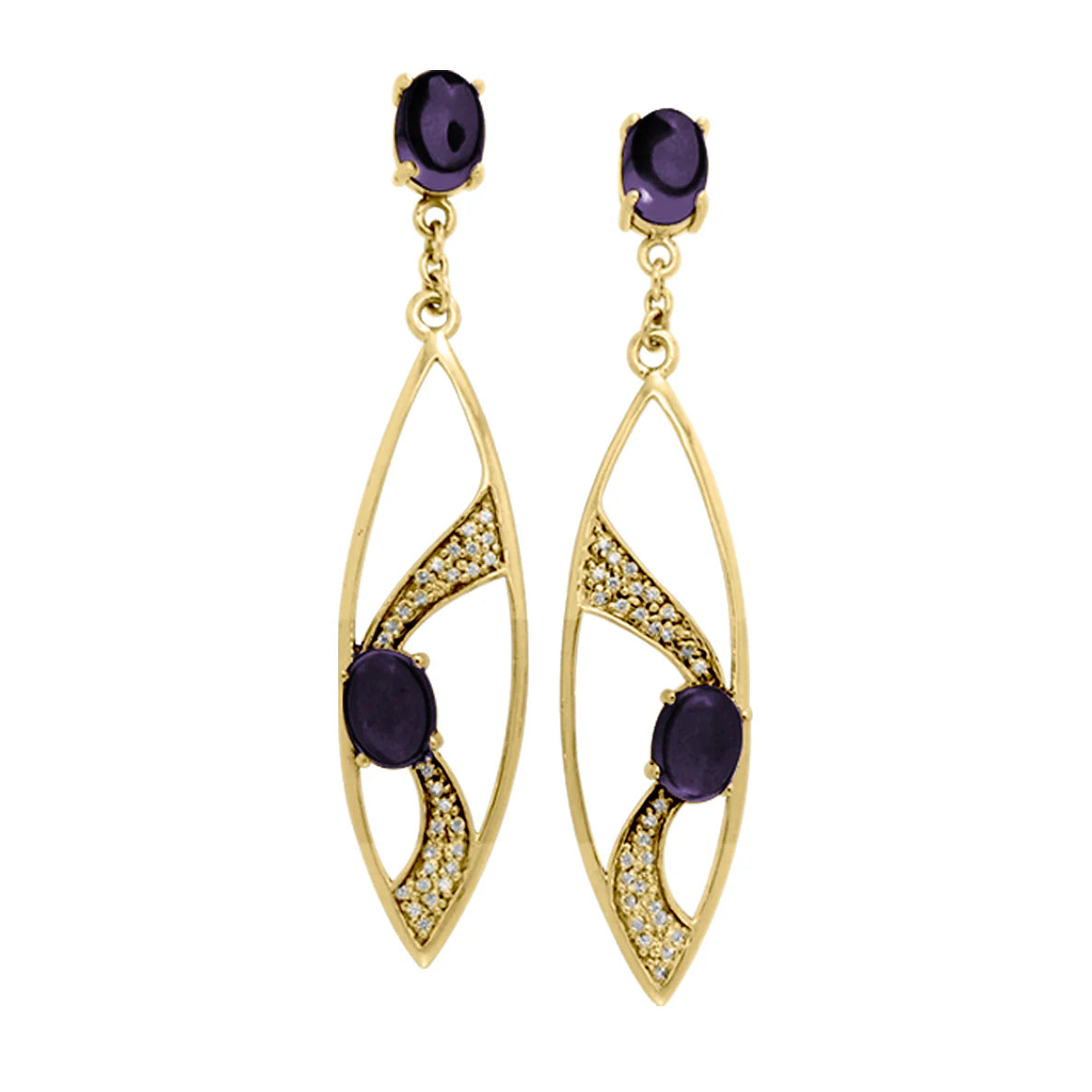 Fantastic Contemporary Solid Gold Earrings with Gemstones