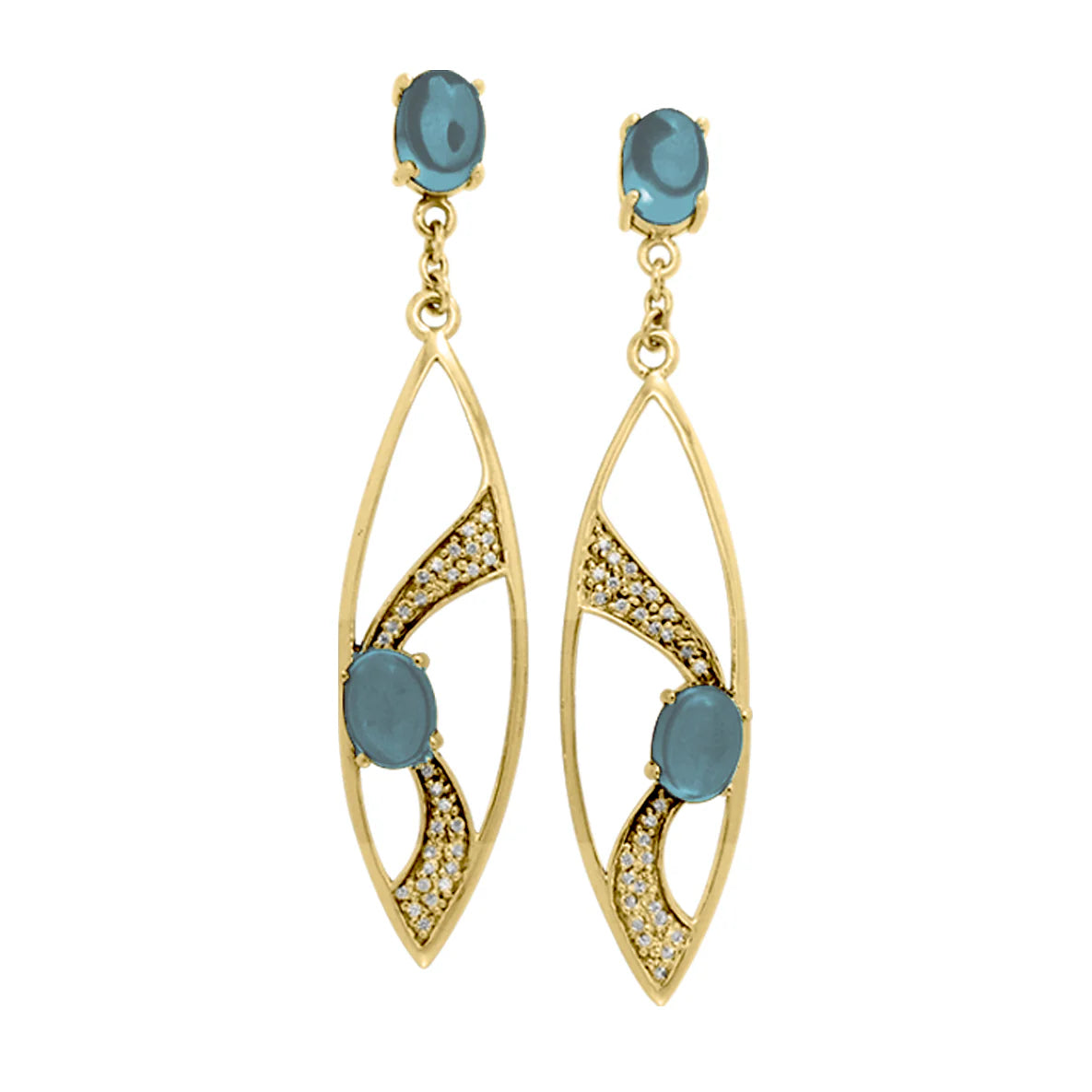 Fantastic Contemporary Solid Gold Earrings with Gemstones