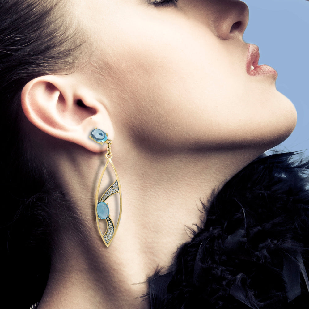 Fantastic Contemporary Solid Gold Earrings with Gemstones GER1201