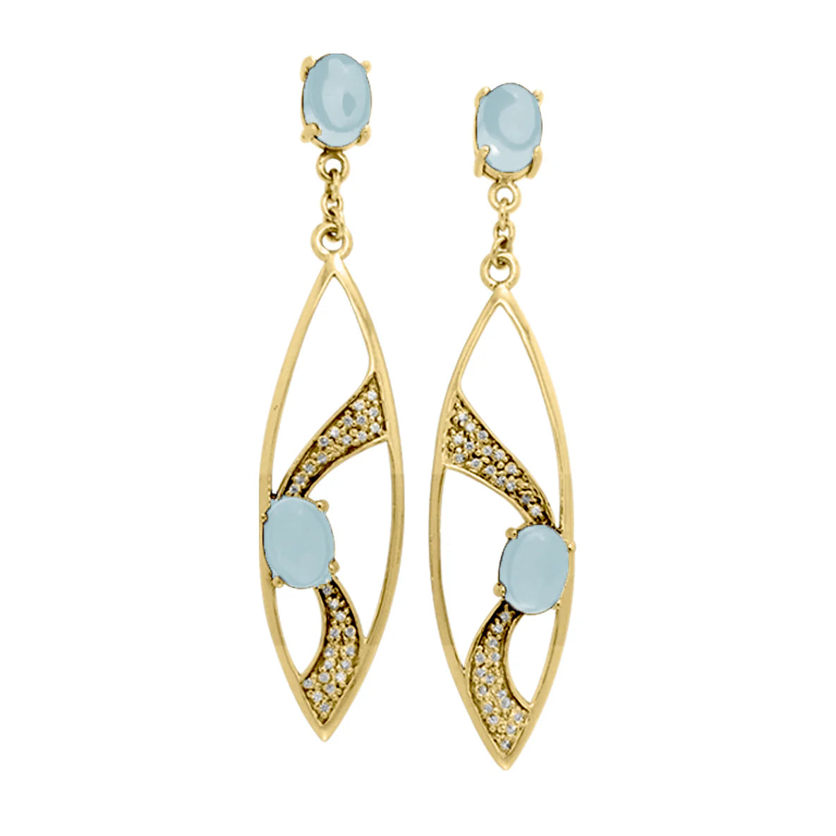 Fantastic Contemporary Solid Gold Earrings with Gemstones
