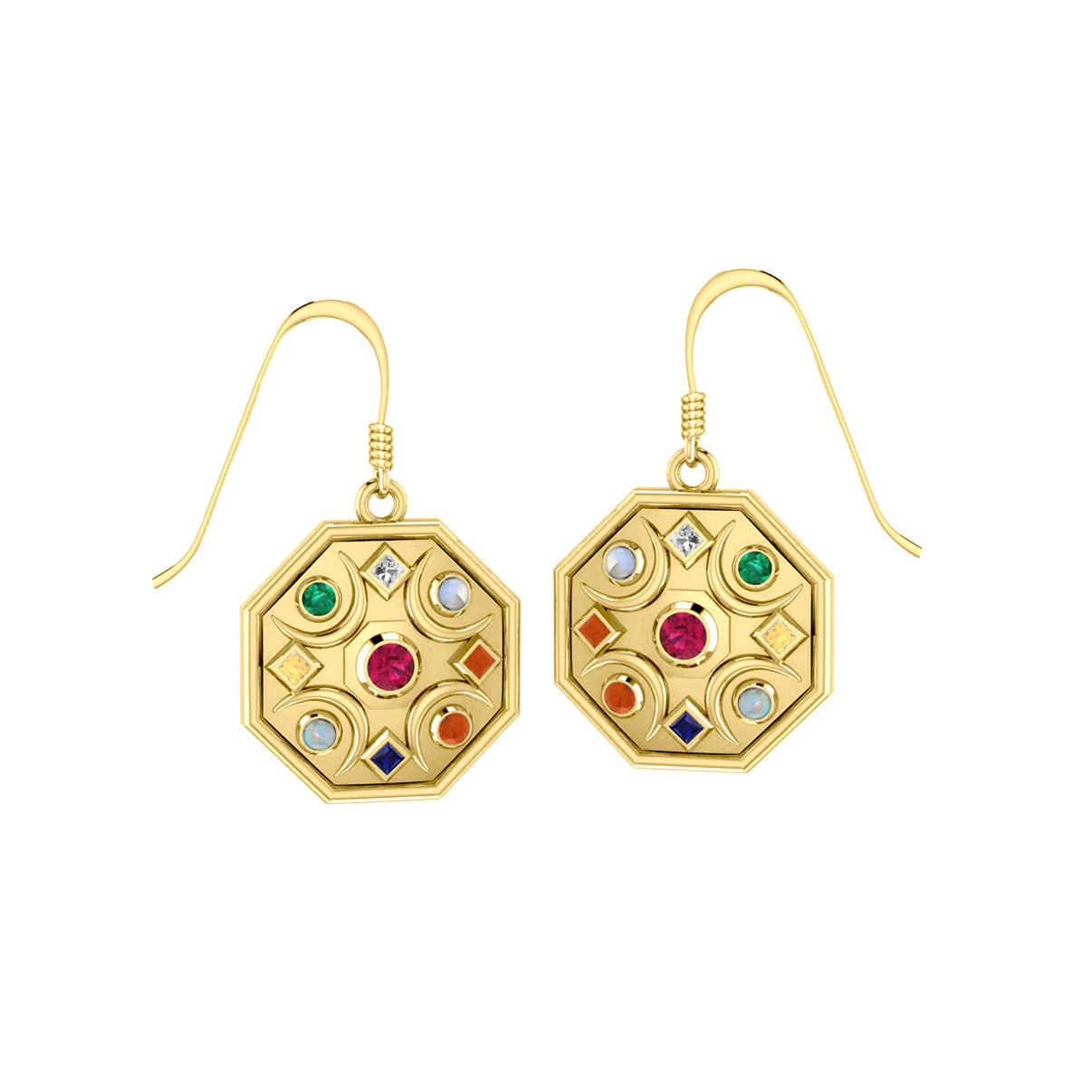 Chandra Moon Solid Gold Earrings With Gemstone GER1343