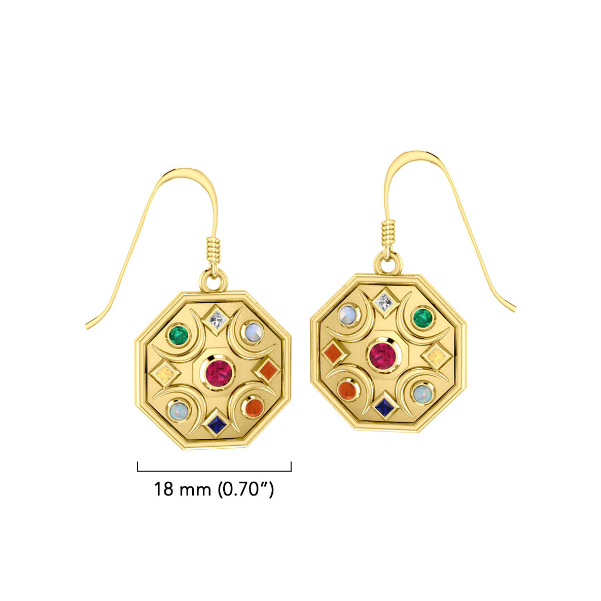 Chandra Moon Solid Gold Earrings With Gemstone GER1343