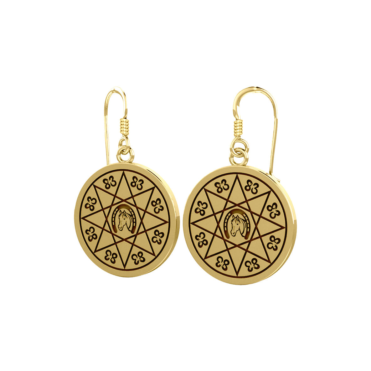 Horseshoe with Lucky Number Snake Solid Gold Earrings GER1724