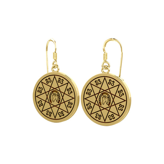 Horseshoe with Lucky Number Snake Solid Gold Earrings GER1724