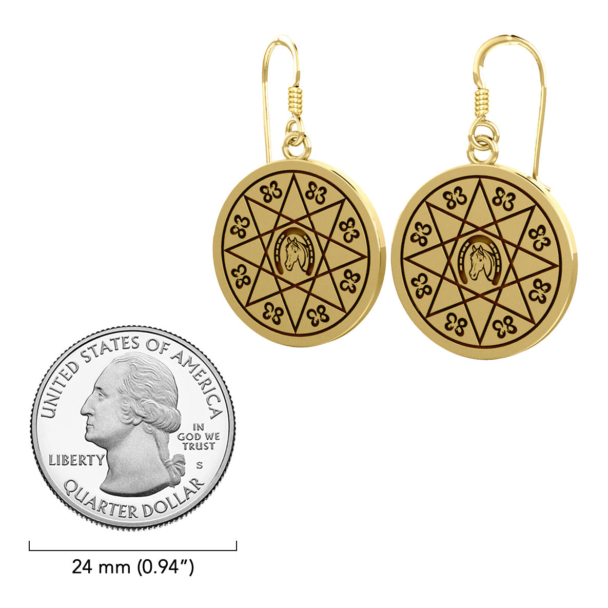 Horseshoe with Lucky Number Snake Solid Gold Earrings GER1724