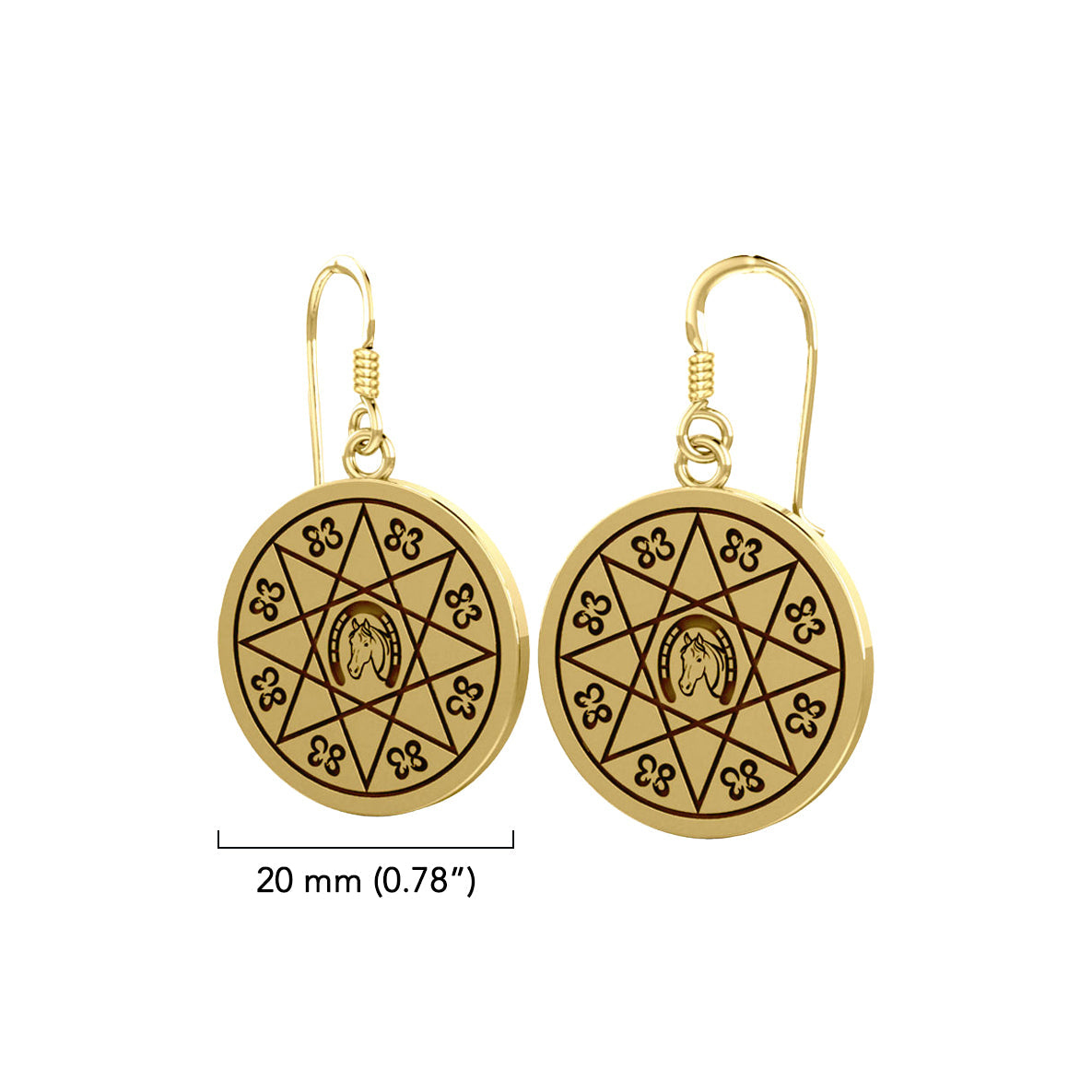 Horseshoe with Lucky Number Snake Solid Gold Earrings GER1724