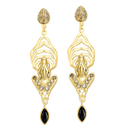 Unparalleled Elegance Dali-inspired fine Solid Yellow Gold Earrings GER519