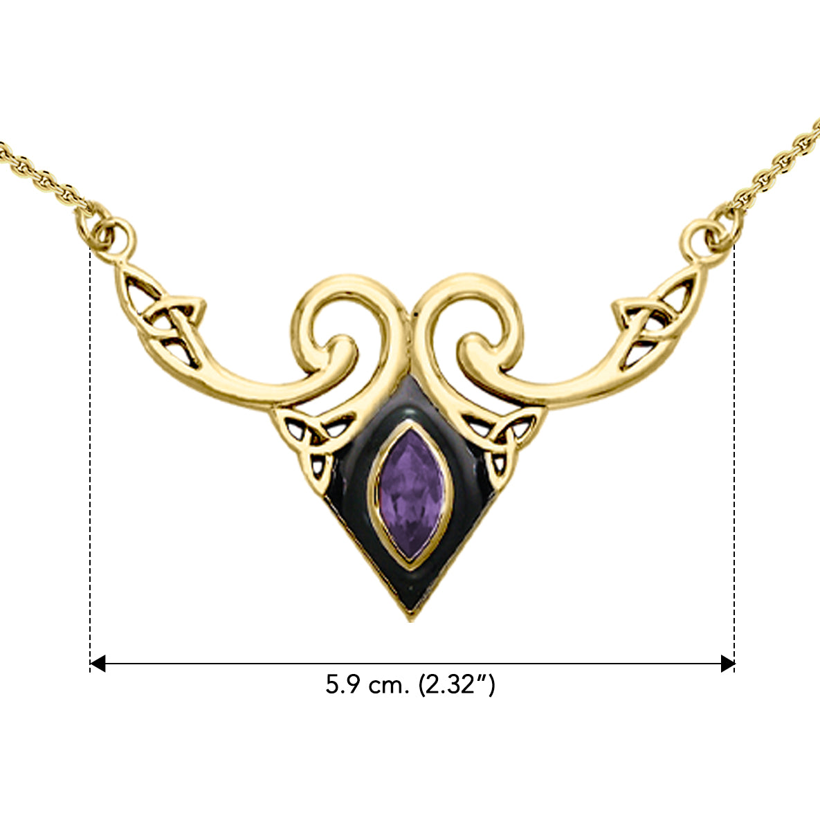Solid Yellow Gold Celtic Triquetra Necklace with Gemstone GNC159