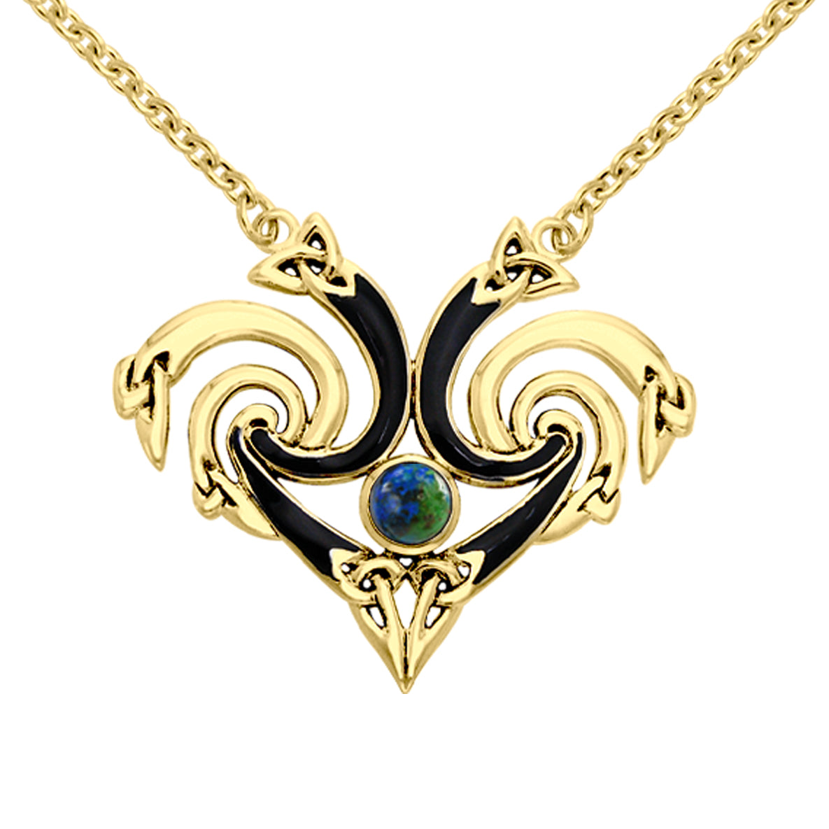 Representation that lies in the Universe Solid Yellow Gold Triquetra Necklace with Gemstone GNC160
