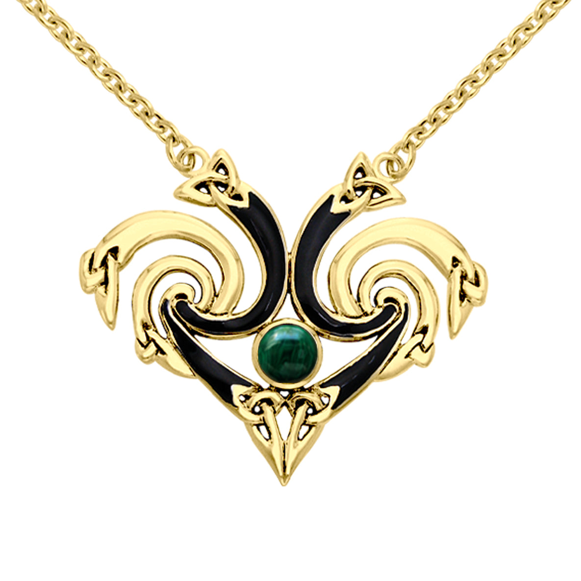 Representation that lies in the Universe Solid Yellow Gold Triquetra Necklace with Gemstone GNC160
