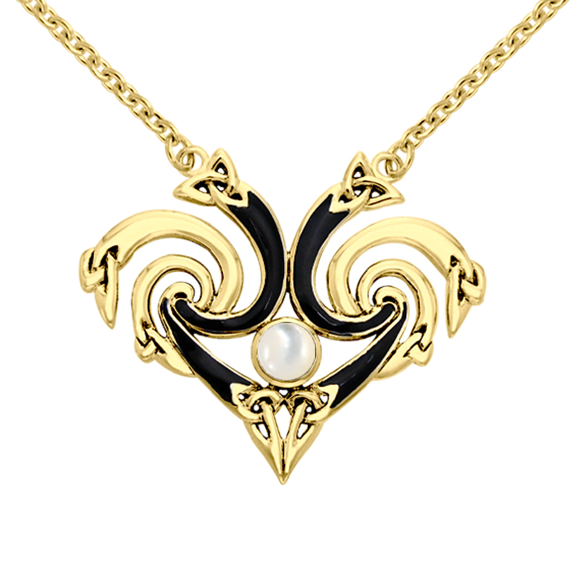 Representation that lies in the Universe Solid Yellow Gold Triquetra Necklace with Gemstone GNC160