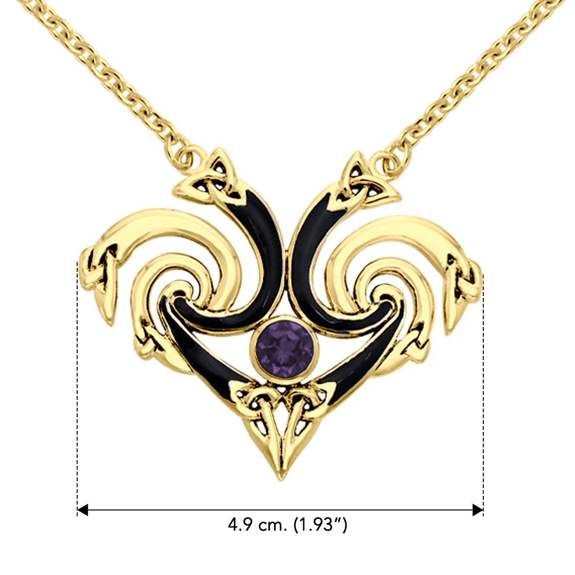 Representation that lies in the Universe Solid Yellow Gold Triquetra Necklace with Gemstone GNC160