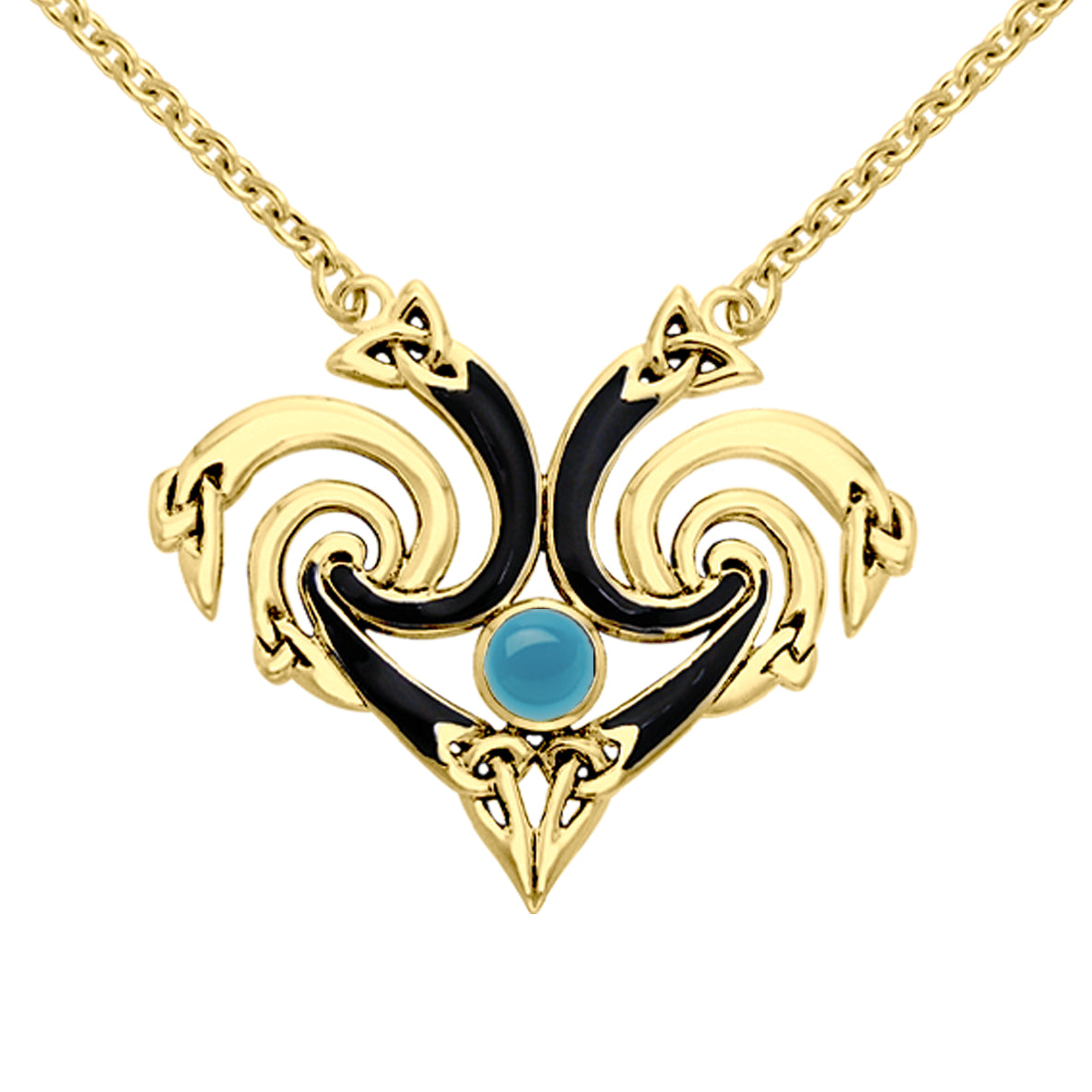 Representation that lies in the Universe Solid Yellow Gold Triquetra Necklace with Gemstone GNC160