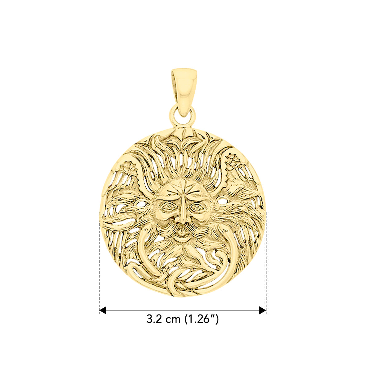 Celtic Triple Spiral Sun Disk Solid Yellow Gold Pendant GPD1581
