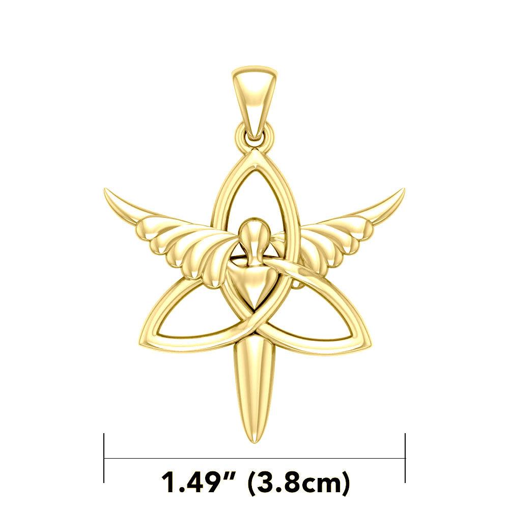 Angel Trinity Knot Sterling Solid Gold Pendant GPD3268 - Jewelry