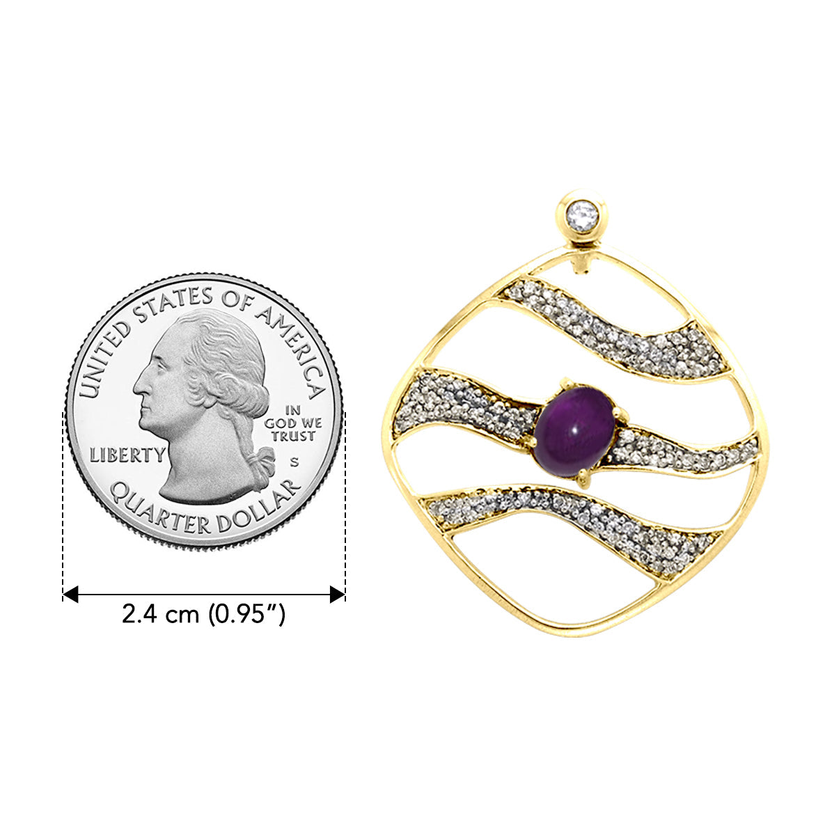 Contemporary Solid Yellow Gold Pendant with Wave Motif Gemstone GPD3493