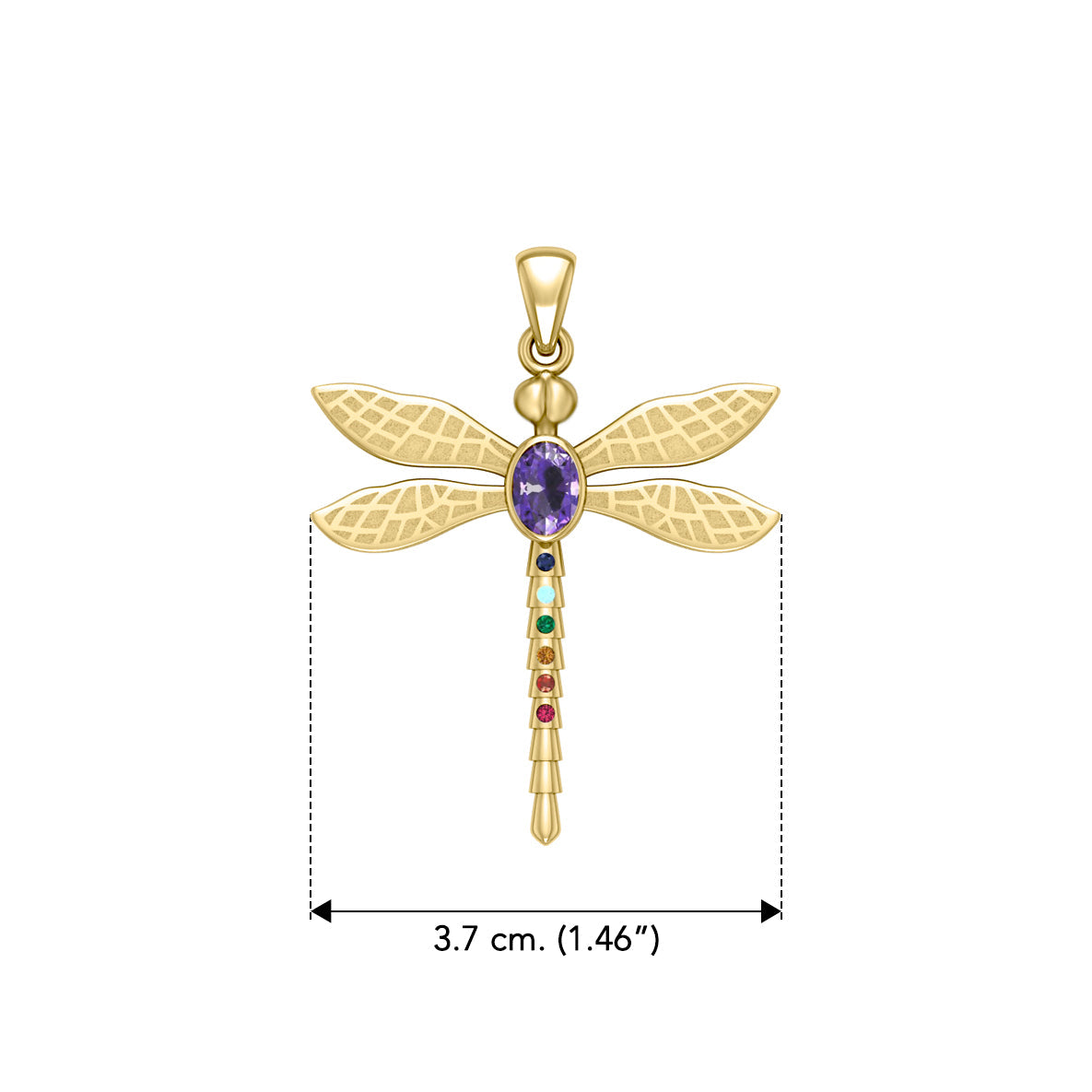 Spiritual Dragonfly Solid Yellow Gold Pendant with Chakra Gemstone GPD5056