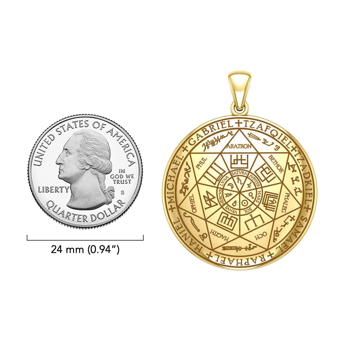 The Seven Archangels Solid Gold Pendant - GPD5154 (Solid Back)