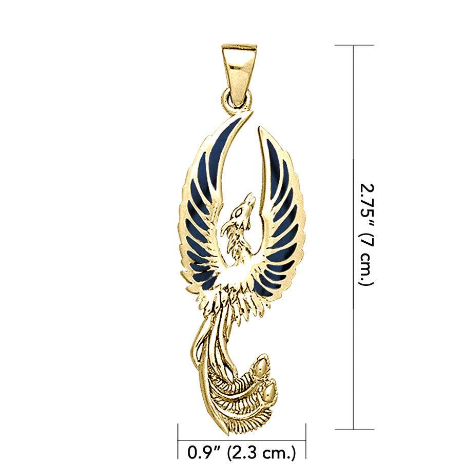 Alighting breakthrough of the Mythical Phoenix Solid Gold Pendant GPD5680 - Jewelry