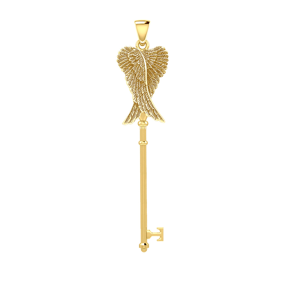 Angel Wings Spiritual Enchantment Key Solid Gold Pendant GPD5710