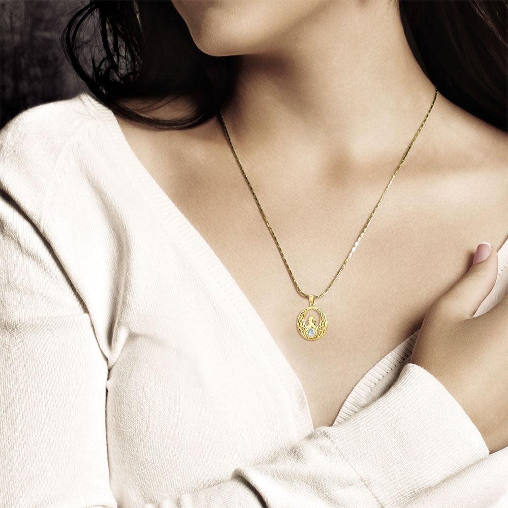 Rise with Resilience: Celtic Phoenix Solid Yellow Gold Pendant with Gemstone - GPD5719 | Embrace the Rebirth of Your Spirit - Jewelry