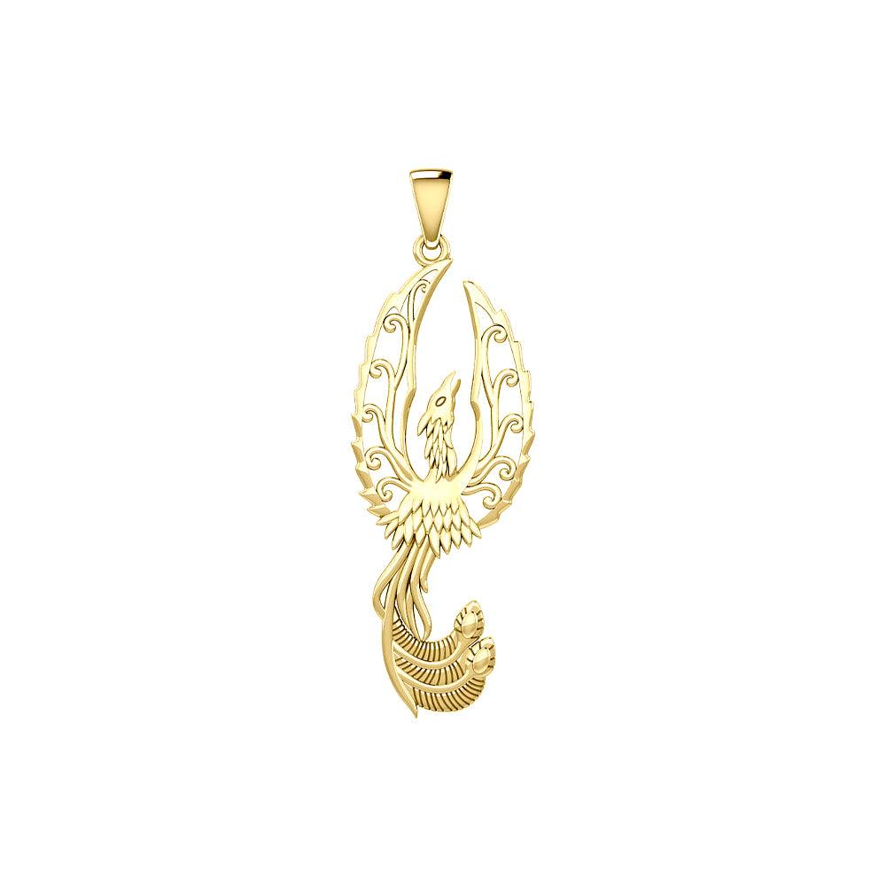 Mythical Phoenix Solid Yellow Gold Pendant GPD5723 - Jewelry