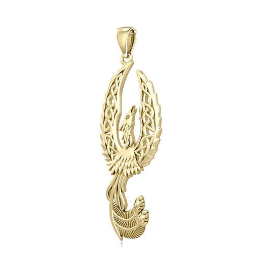 Mythical Celtic Phoenix Solid Gold Pendant GPD5724 - Jewelry