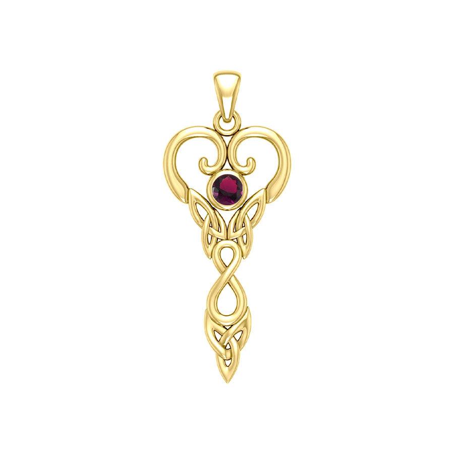Celtic Infinity Goddess with Birthstone Solid Yellow Gold Pendant GPD5960 - Jewelry