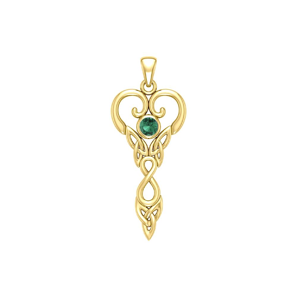 Celtic Infinity Goddess with Birthstone Solid Yellow Gold Pendant GPD5960 - Jewelry