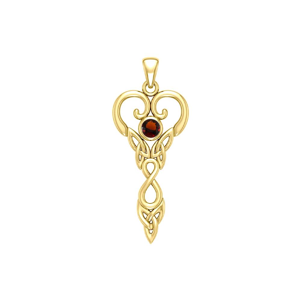 Celtic Infinity Goddess with Birthstone Solid Yellow Gold Pendant GPD5960 - Jewelry