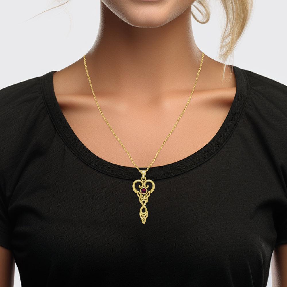 Celtic Infinity Goddess with Birthstone Solid Yellow Gold Pendant GPD5960 - Jewelry