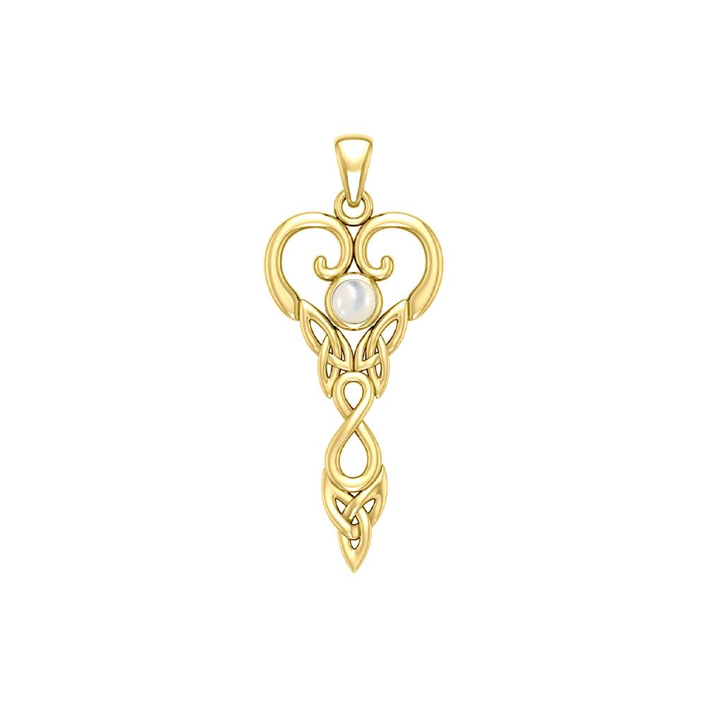 Celtic Infinity Goddess with Birthstone Solid Yellow Gold Pendant GPD5960 - Jewelry