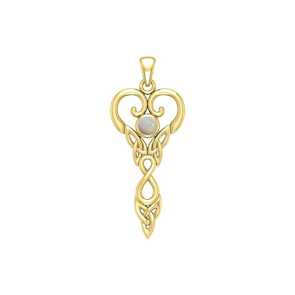 Celtic Infinity Goddess with Birthstone Solid Yellow Gold Pendant GPD5960 - Jewelry