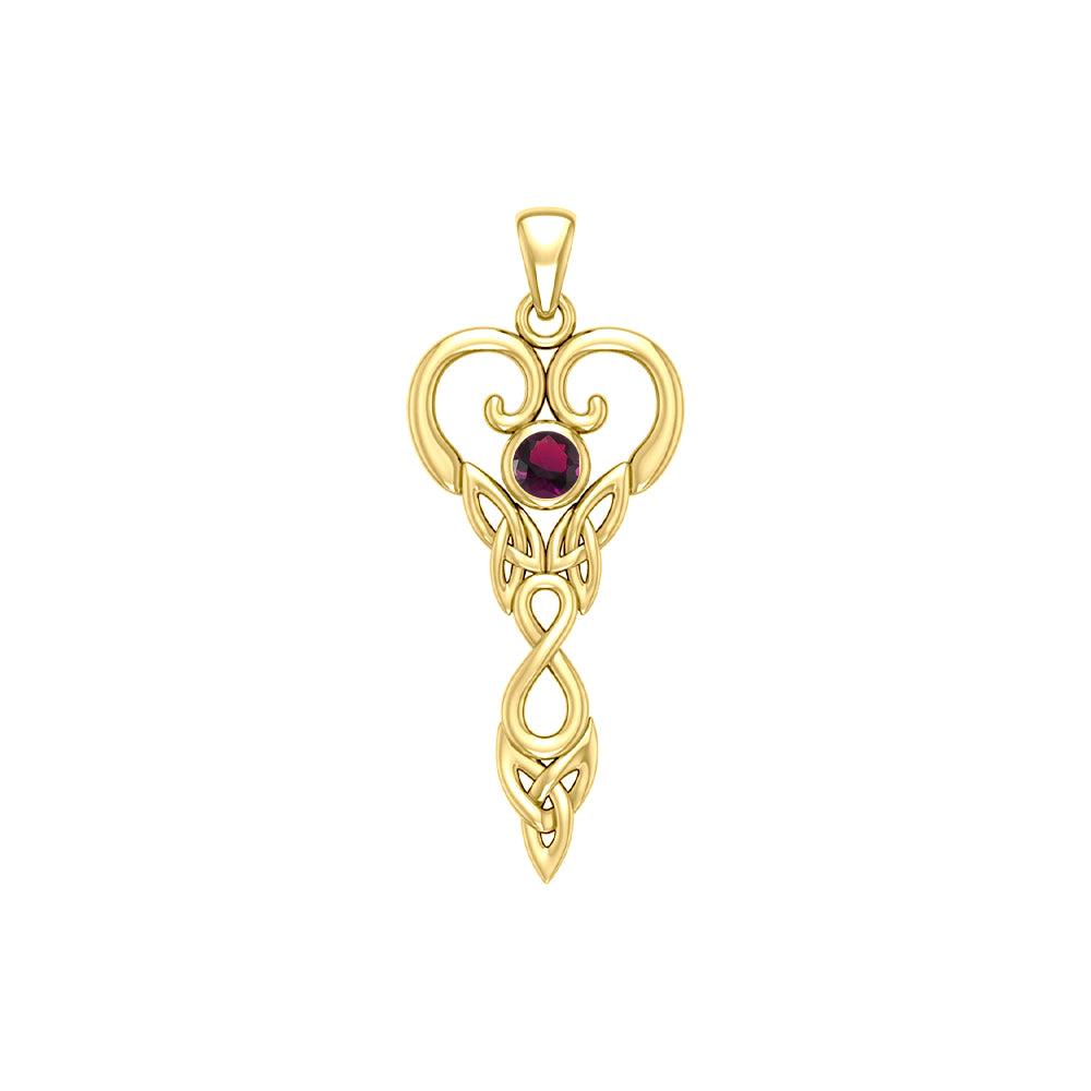 Celtic Infinity Goddess with Birthstone Solid Yellow Gold Pendant GPD5960 - Jewelry