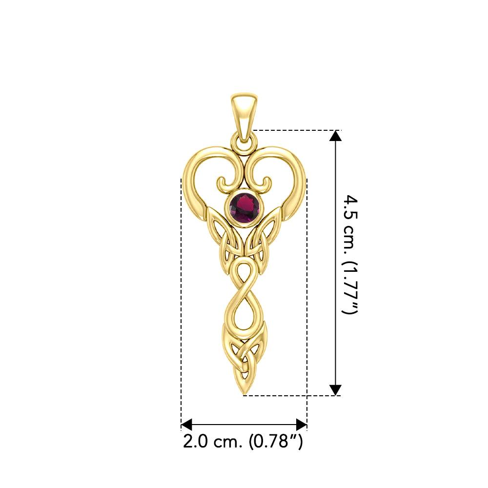 Celtic Infinity Goddess with Birthstone Solid Yellow Gold Pendant GPD5960 - Jewelry