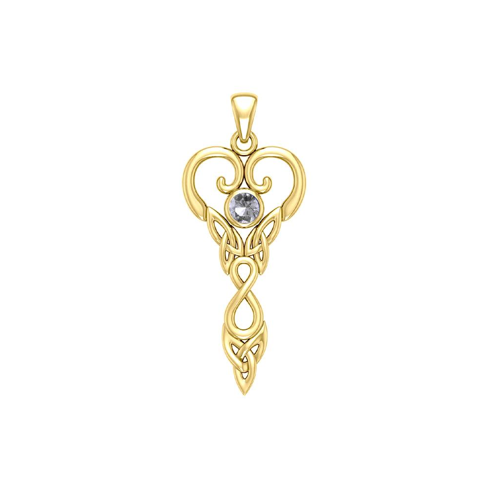 Celtic Infinity Goddess with Birthstone Solid Yellow Gold Pendant GPD5960 - Jewelry