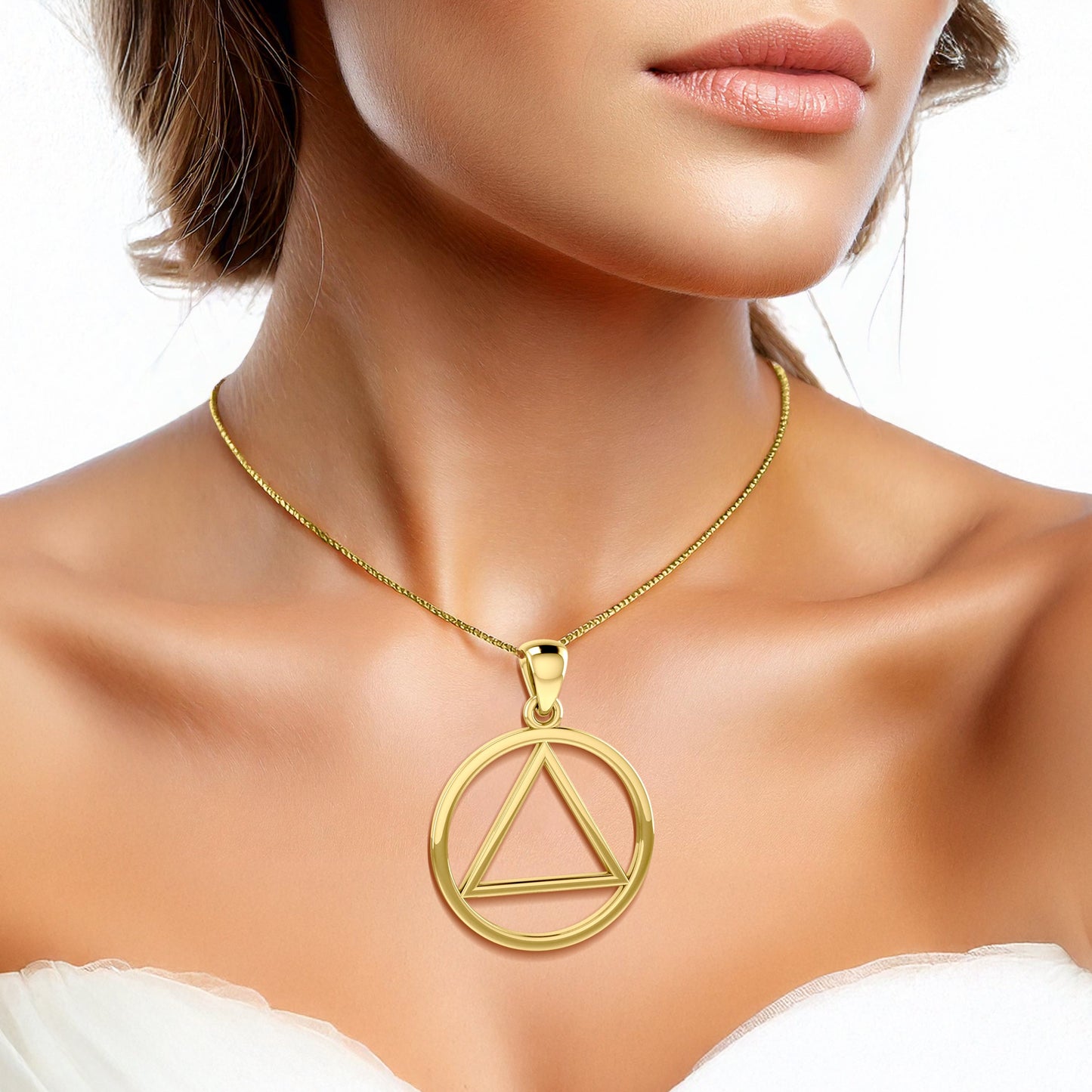 Large  AA Symbol Solid Yellow Gold Pendant GPD6003
