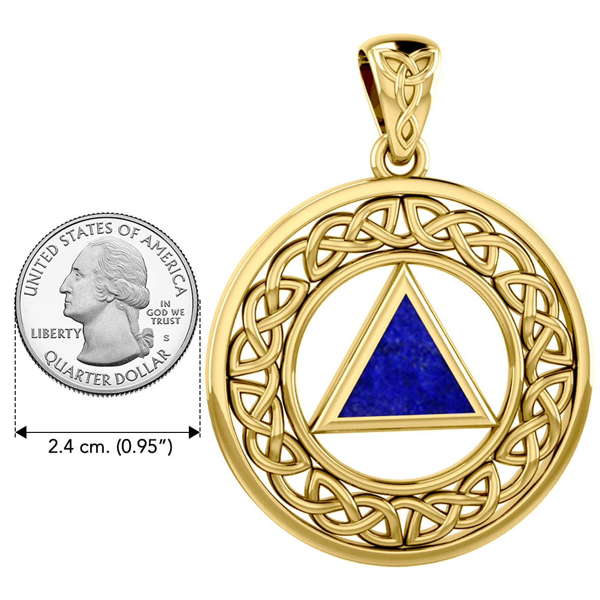Large AA Recovery with Celtic Boarder Solid Yellow Gold Pendant GPD6007