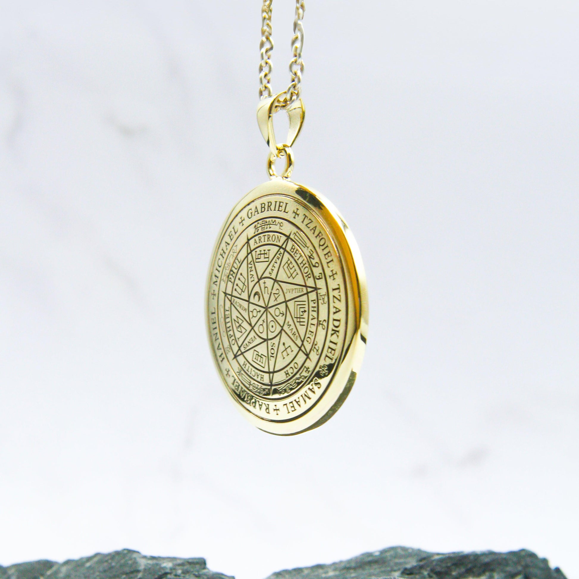 Sigil of Seven Archangels Inspired Solid Yellow Gold Pendant GPD6134 - Jewelry