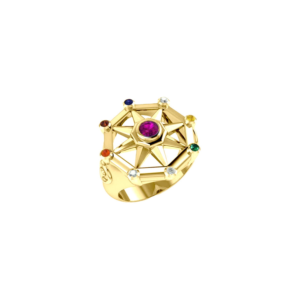 Surya Sun Solid Yellow Gold Ring GRI1245