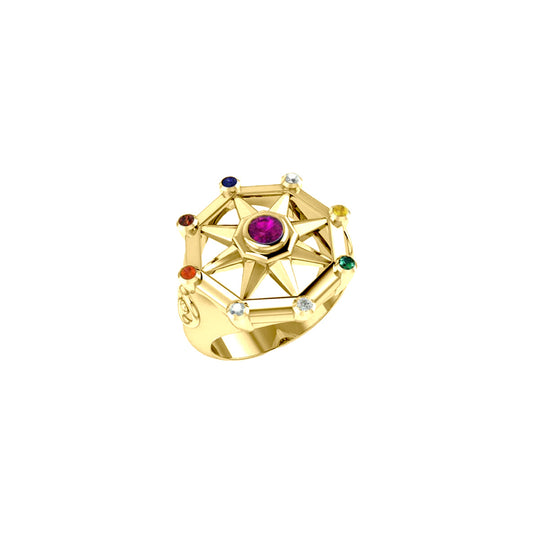 Surya Sun Solid Yellow Gold Ring GRI1245
