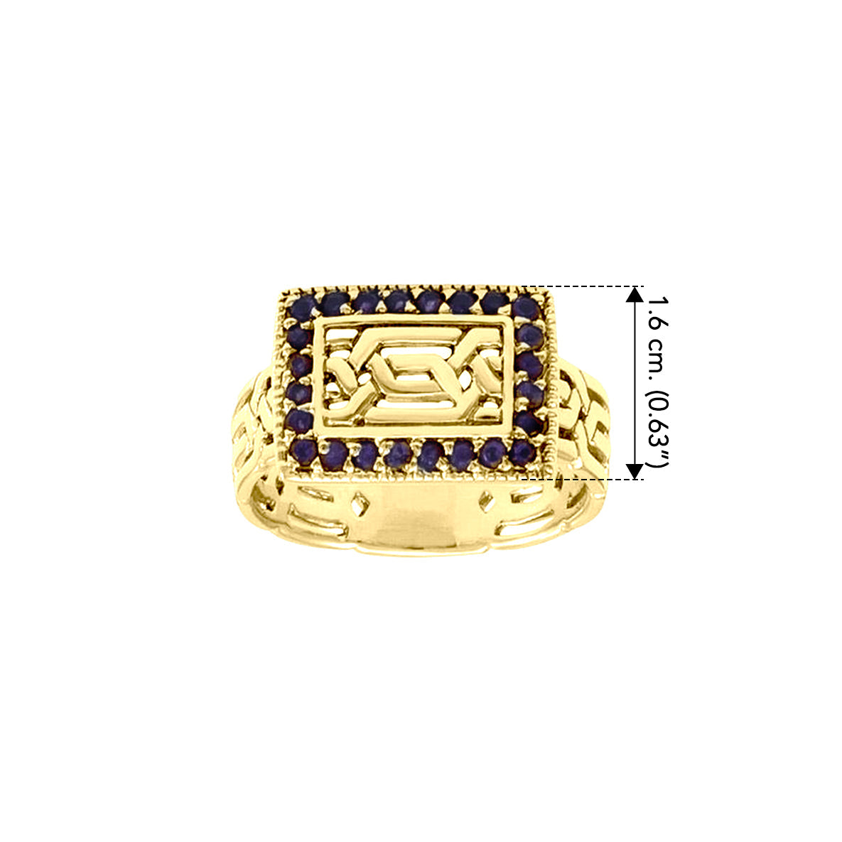 Elegant Gemstone Celtic Knotwork Solid Yellow Gold Ring GRI1434