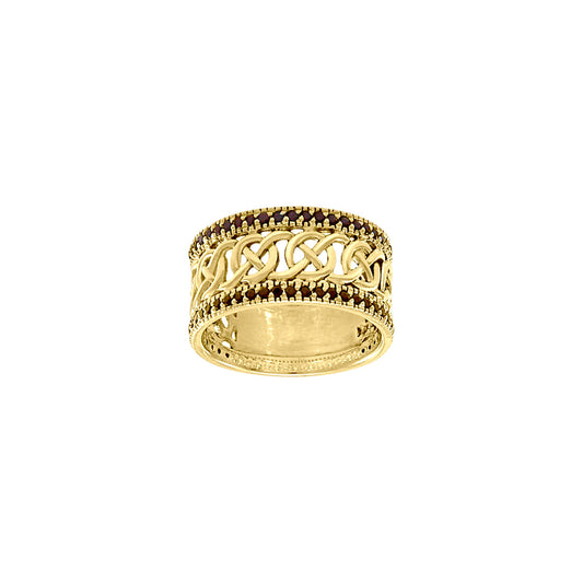 Celtic Knot Gemstone Solid Yellow Gold Ring GRI1435