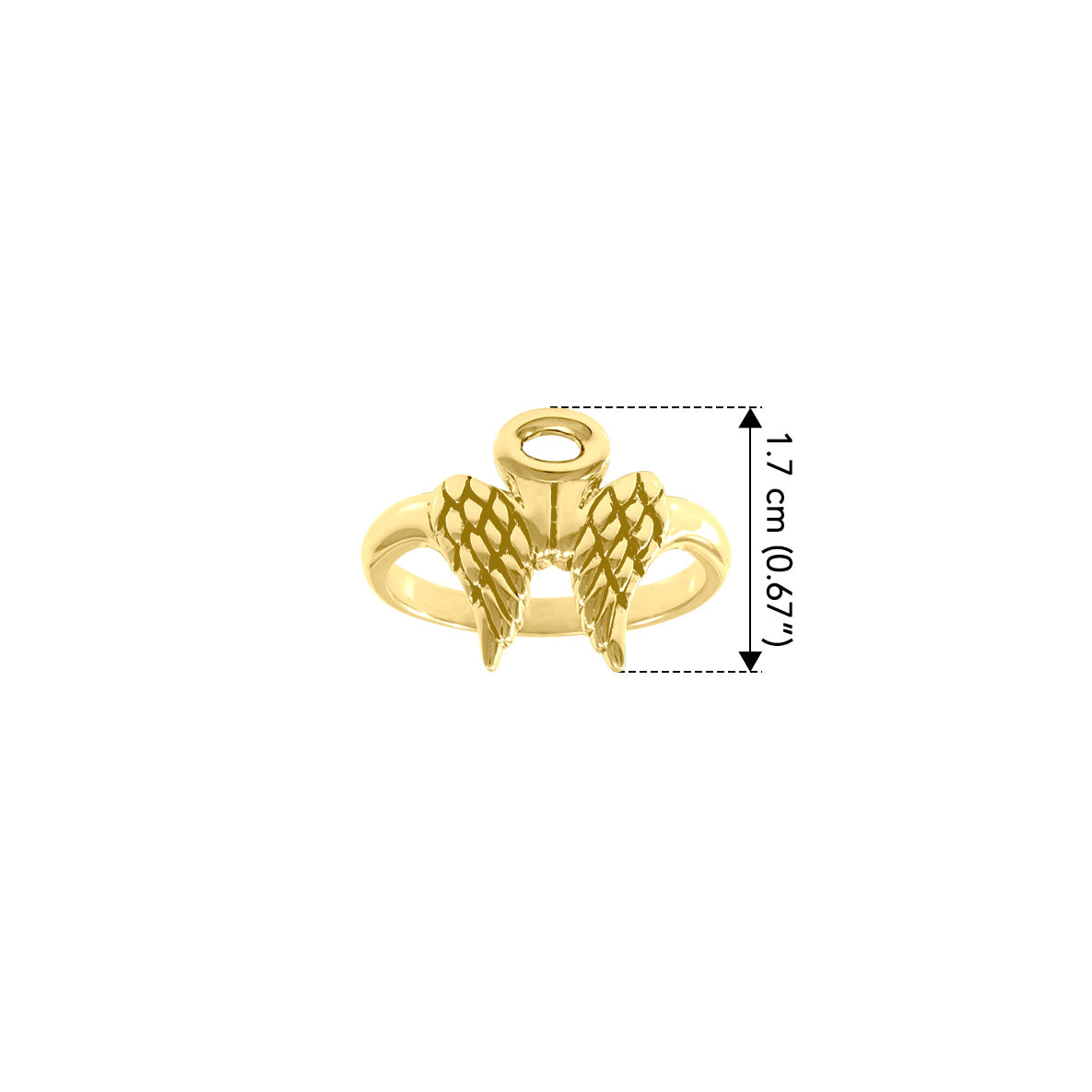 Angel Wings Halo Solid Yellow Gold Ring GRI1549