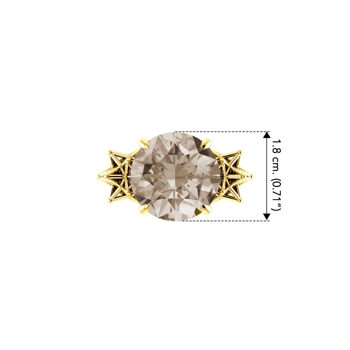 Celtic Heart with Merkaba Solid Yellow Gold Cocktail Ring with Large Gemstone GRI1698