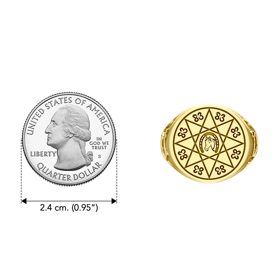 Horseshoe with Lucky Number Snake Solid Yellow Gold Ring GRI1756