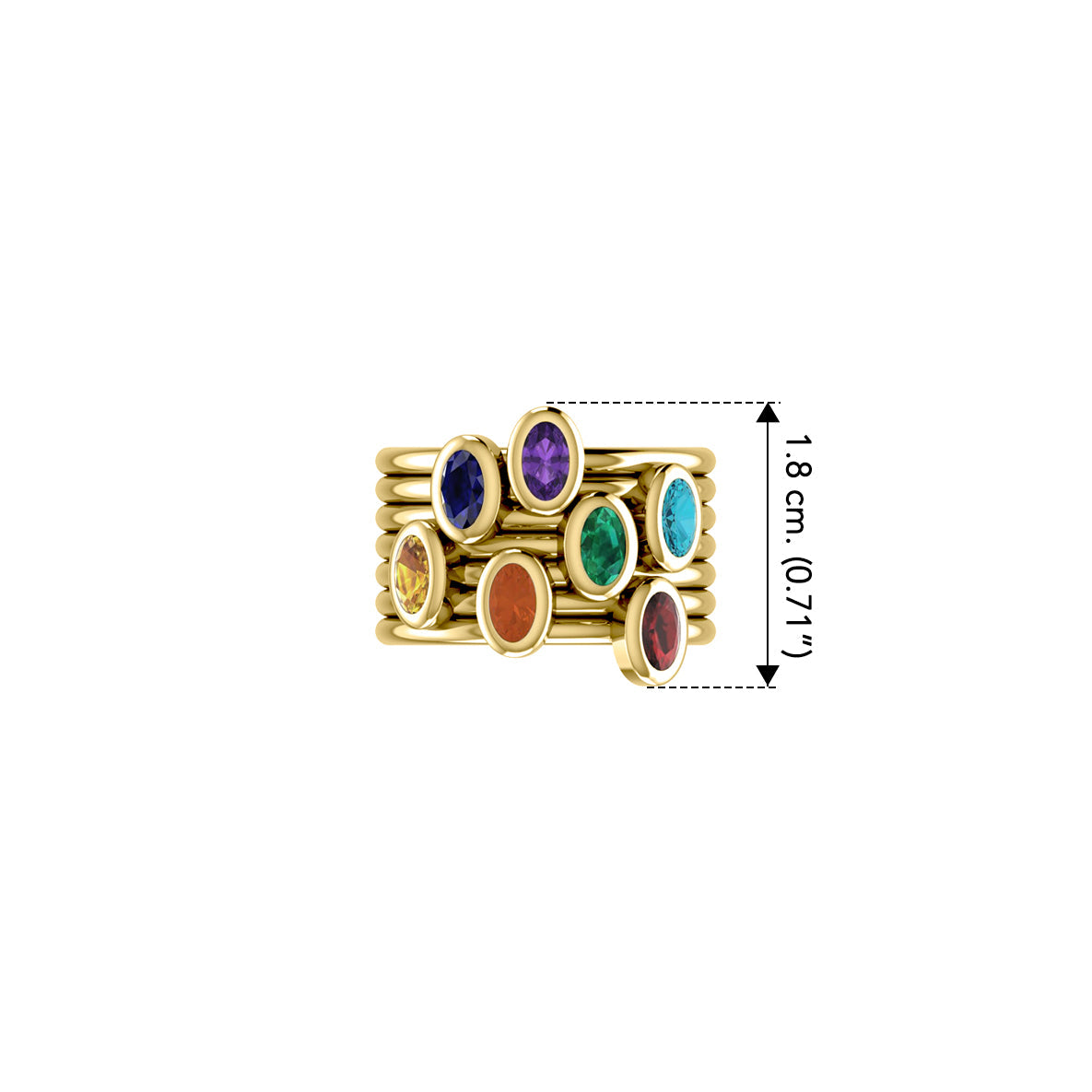 Oval Chakra Gemstone on Solid Yellow Gold Stack Ring GRI1856